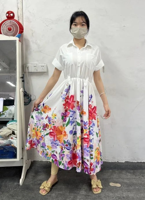 Women's Dress Fashion Elegant Commuting Floral Print Buttoned Shirt DrSPECIFICATIONSBrand Name: FANANElasticity: Slight StrechSleeve Style: regularFabric Type: POLYESTERHign-concerned Chemical: NonePattern Type: Tie dyeFit Type: LOOSE DMEwomenstorenull