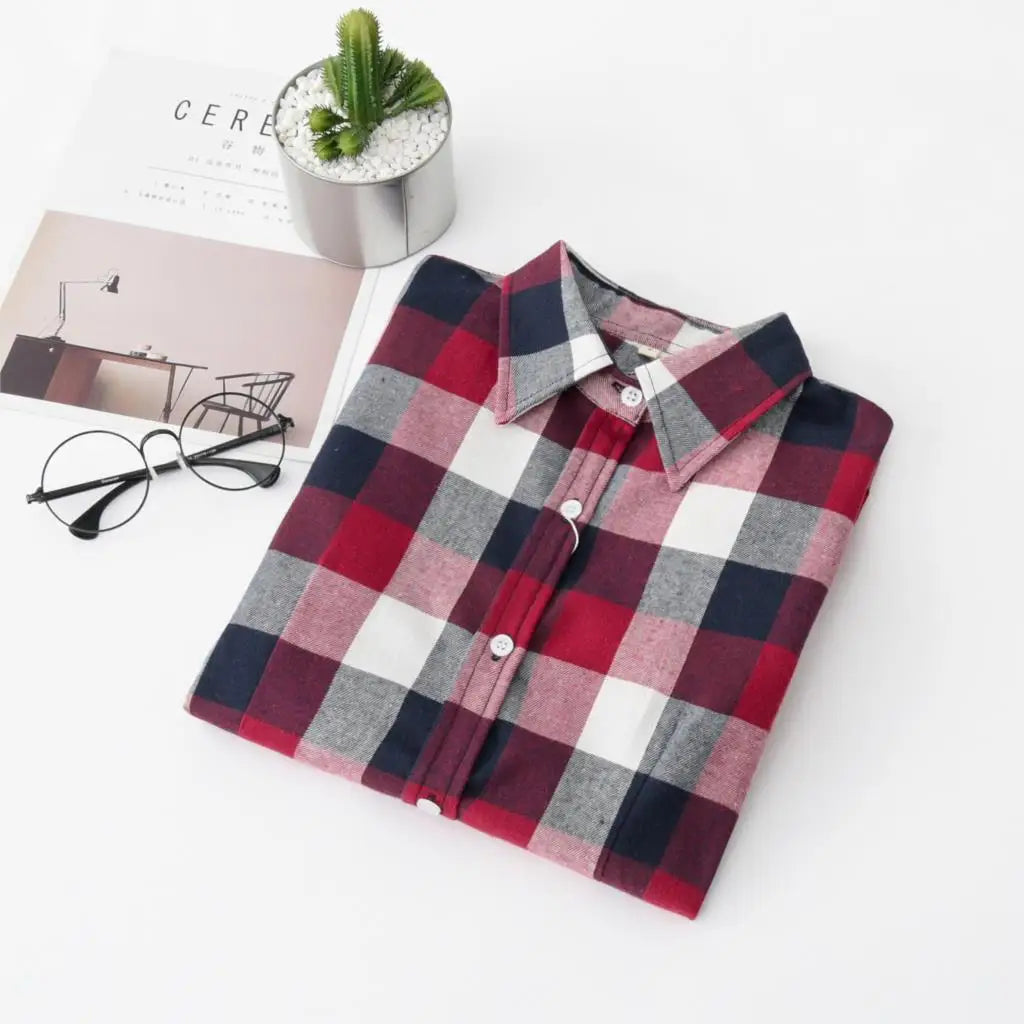 Women Plaid Shirt New Casual Flannel Cotton Lady Long Sleeve Shirt FemSPECIFICATIONSBrand Name: YEOINFabric Type: Polyester CottonHign-concerned Chemical: NonePattern Type: PlaidFit Type: SlimStyle: CasualAge: JUNIORCraft of Weaving: TDMEwomenstorenull