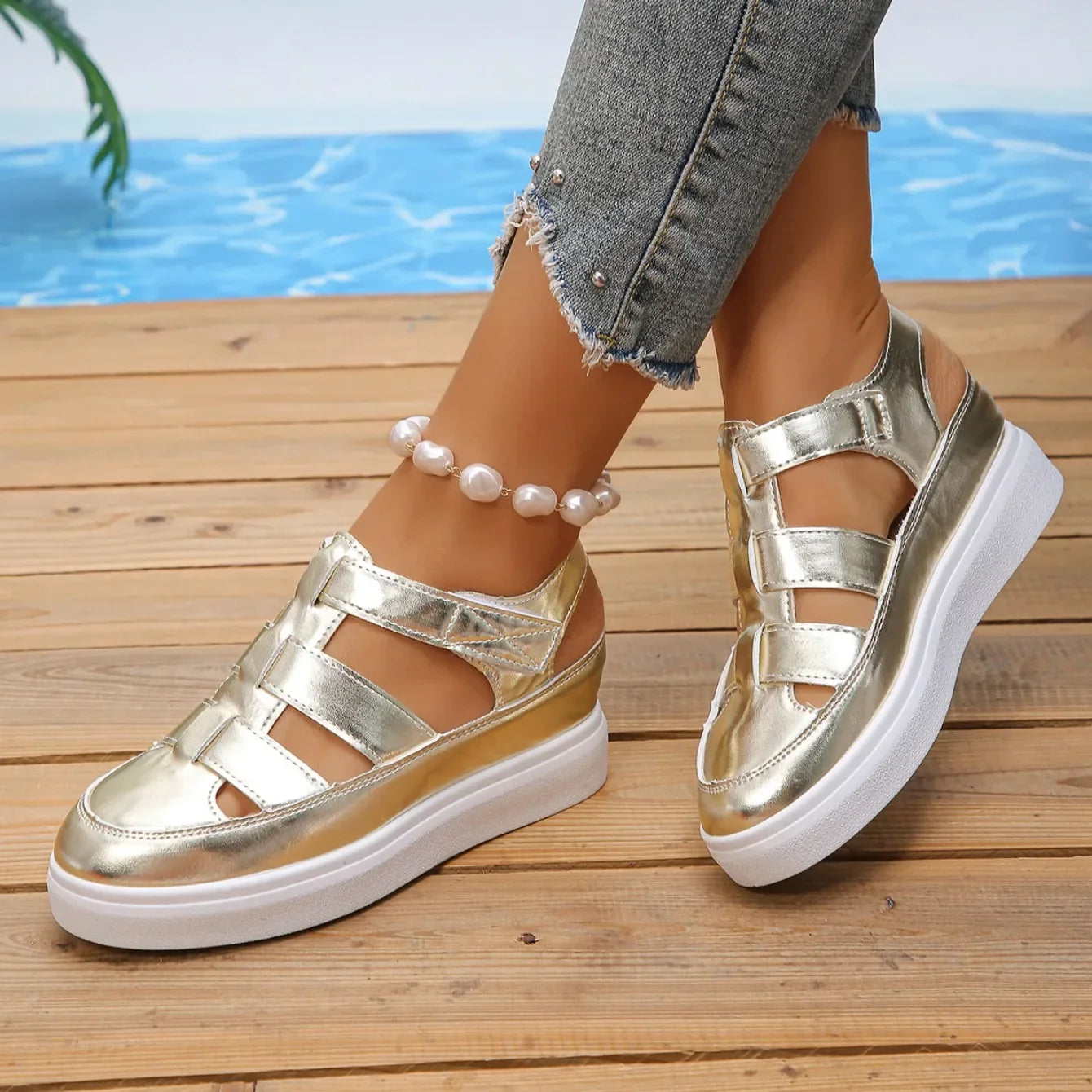 Shoes- New Wedges Heels Platform Sandals Women Hollow Out Sandals