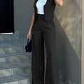 Women's two-piece casual slim notched blazer pant set.