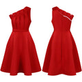 Dress- Hot Women Ruffle Patchwork One Shoulder sleeveless Outfits