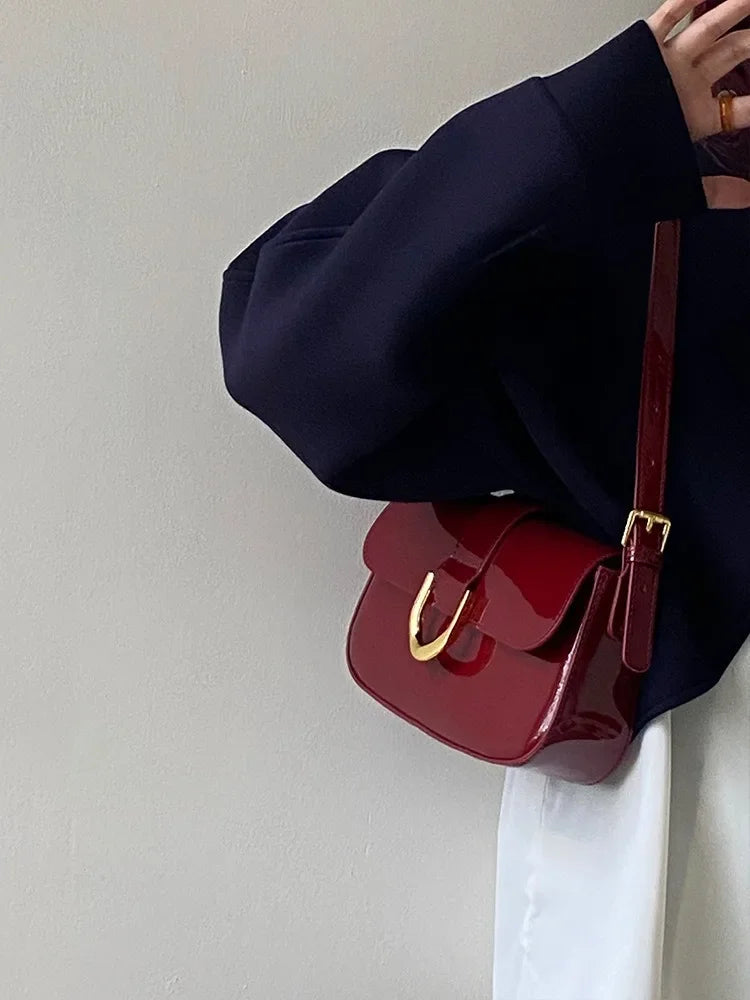 Women Flap Satchel Bag Fashion Messenger Bag Strap Adjustable Patent LSPECIFICATIONSBrand Name: macrouptaHign-concerned Chemical: NoneHandbags Type: Shoulder BagsTypes of bags: Shoulder &amp; Crossbody BagsMain Material: PULining MaterDMEwomenstorenull