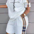 Women's T-shirt+Hot Pants Two Piece Set Fashion Casual Printing Quick