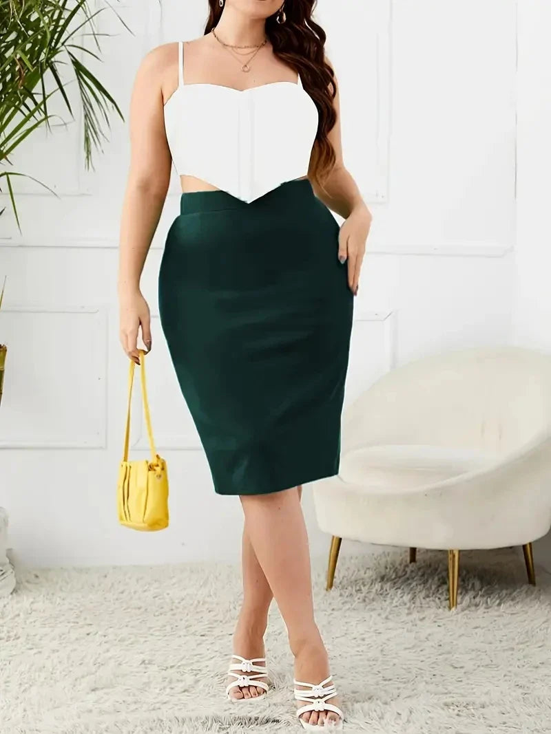 Size Solid Slim Skirt, Casual High Waist Slit Skirt, Women's Plus SizeSPECIFICATIONSBrand Name: AOSSVIAOMaterial: COTTONMaterial: POLYESTERStyle: Preppy StyleElasticity: Slight StrechOrigin: Mainland ChinaCN: GuangdongSeason: SummerFabDMEwomenstorenull