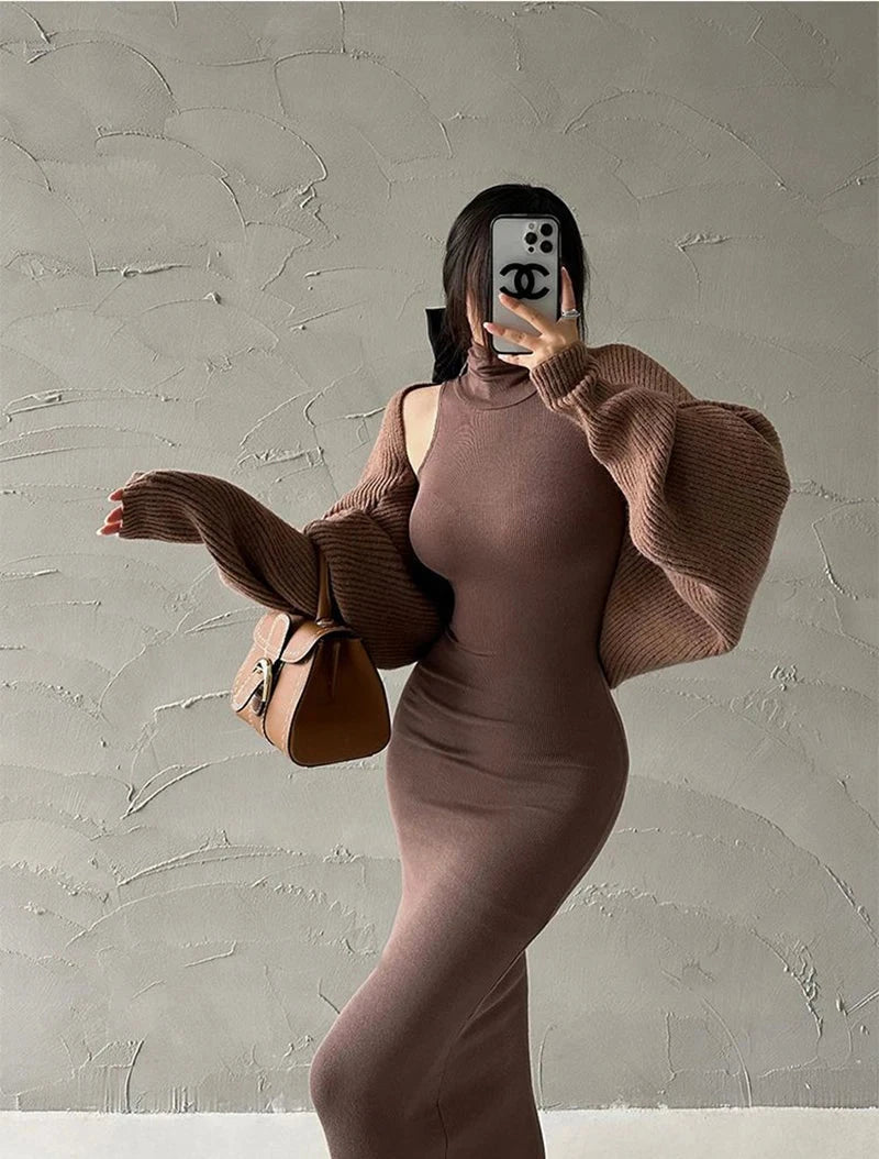 Turtleneck Midi Dress Women Ladies Elastic Hip Wrap Elegant Bodycon DrSPECIFICATIONSBrand Name: MEXZTElasticity: Slight StrechSleeve Style: regularFabric Type: ViscoseHign-concerned Chemical: NonePattern Type: SolidFit Type: SlimSilhouDMEwomenstorenull