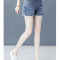 High waisted denim shorts version in large size for slimming effectSPECIFICATIONSBrand Name: NoEnName_NullDecoration: AppliquesFabric Type: KnittingPant Style: regularPattern Type: SolidFit Type: LOOSE FITStyle: CasualMaterial: POLYDMEwomenstorenull