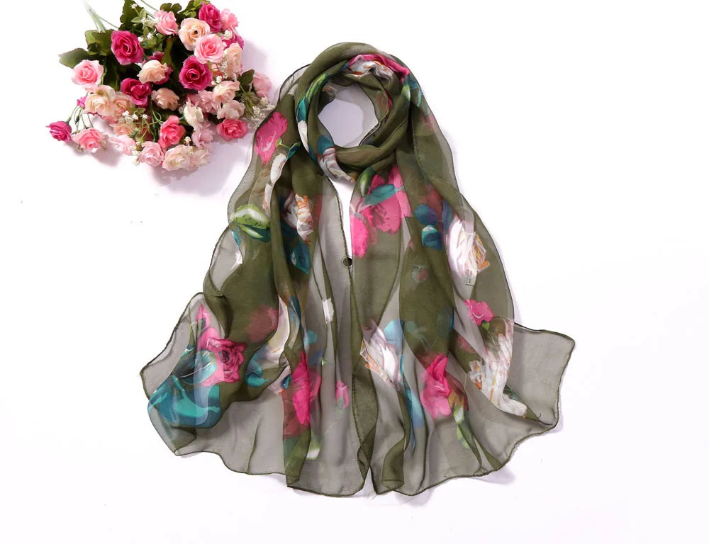 Scarf Women Foulard Shawl Bandana Elegant Beach Sun ProtectionSPECIFICATIONSDepartment Name: ADULTSize: 50*160cm(1cm=0.39in)pattern: RoseApply to season: Spring,Autumn,summerStyle: ElegantColor: Red,Black,Navy blueBrand Name: NDMEwomenstorenull