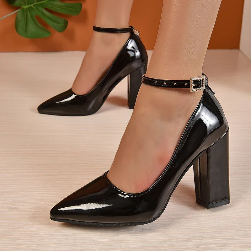 Heels- Heel Pumps Women Shoes Pointed Toe Fashion Crystals Pearl Heels