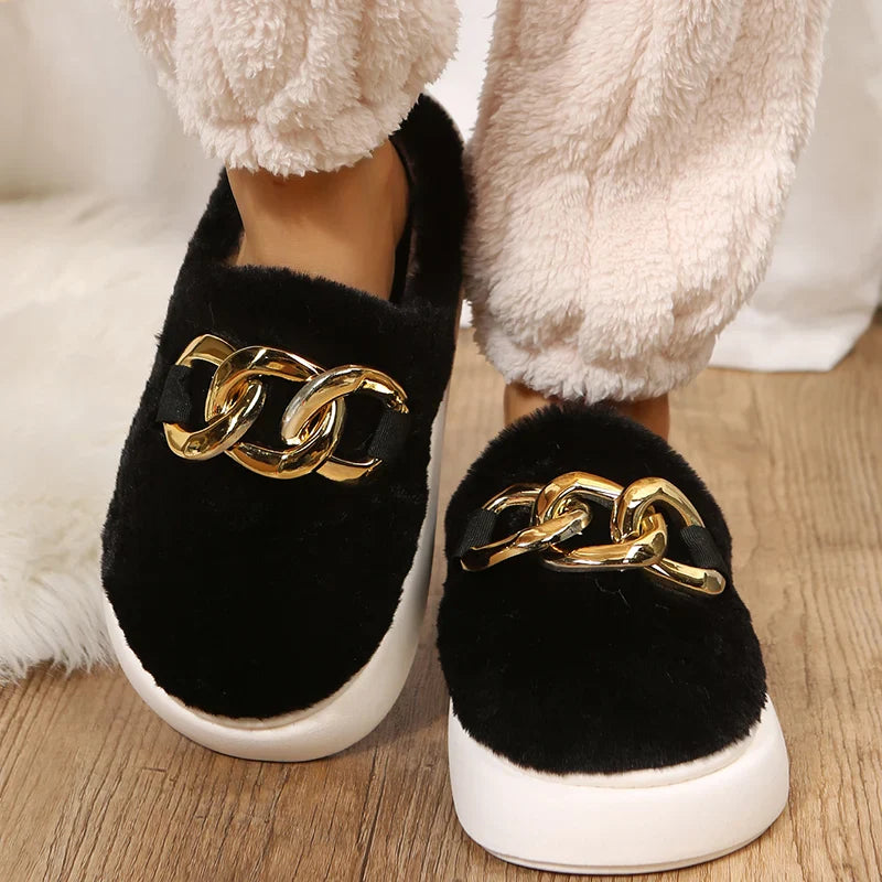 Slippers- Women's Warm Cotton House Slippers Female Indoor Plus Fur