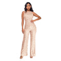 Sleeveless Sequined Jumpsuit Round Neck Slim Fit High Waist Sexy Sprin