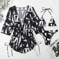 Swimwear- Bikini Set Size Swimsuit Women Long Sleeve Cover Up Print