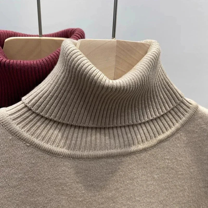 Turtleneck Sweater Women Korean Fashion Lined Warm Knitted Pullover SlSPECIFICATIONSBrand Name: NoEnName_Nullwhether full opening: NoClothing Length: regularMaterial: AcetateDecoration: sashesClosure Type: Single BreastedCollar: RuffleDMEwomenstorenull