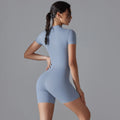 Rompers One-Piece Suit Zipper Short Sleeve Push Up Workout Clothes BodSPECIFICATIONSBrand Name: RooftrellenAge: MIDDLE AGEMaterial: SPANDEXMaterial: NylonElasticity: High StrecthFabric Type: NylonStyle: Office LadyHign-concerned ChemicDMEwomenstorenull