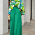 2-Pieces Set Print Blouse Solid High Waist Wide Leg Pants Elegant Lady