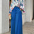 2-Pieces Set Print Blouse Solid High Waist Wide Leg Pants Elegant Lady