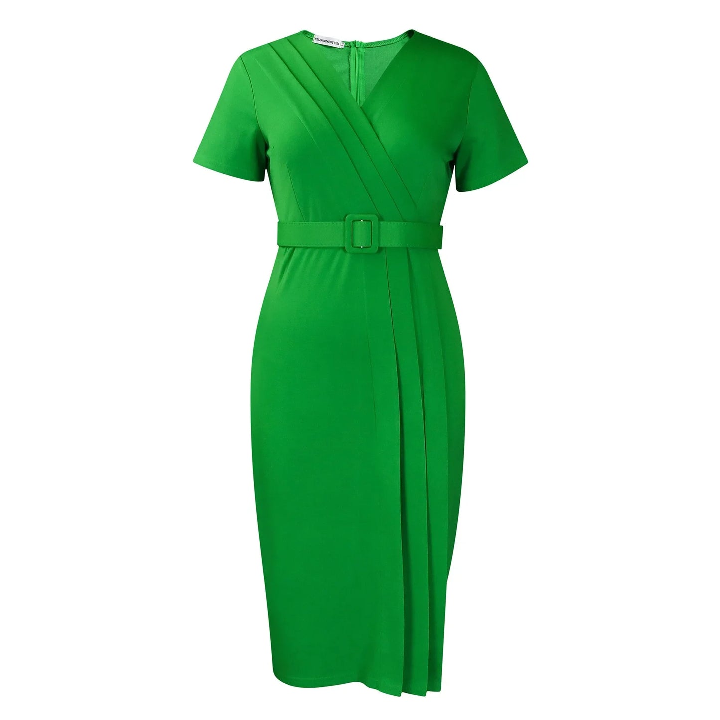 Office Dresses for Women V Neck Short Sleeve Belt Waisted Pleated Mid SPECIFICATIONSBrand Name: NoEnName_NullElasticity: Slight StrechSleeve Style: regularFabric Type: POLYESTERHign-concerned Chemical: NonePattern Type: SolidFit Type: DMEwomenstorenull