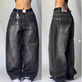 Denim- Washed Exaggerated Baggy Jeans Street Style High Waist Wide Leg