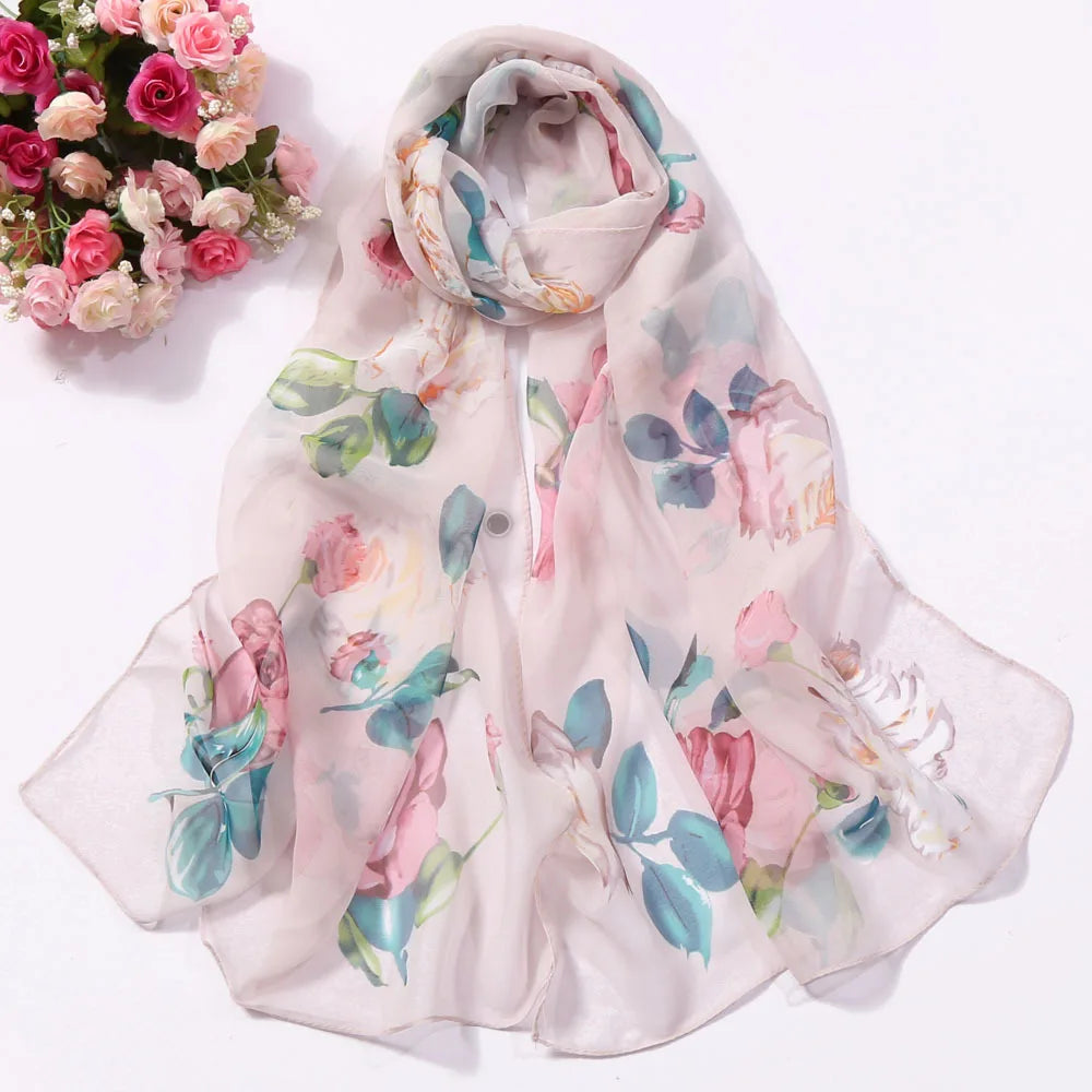 Scarf Women Foulard Shawl Bandana Elegant Beach Sun ProtectionSPECIFICATIONSDepartment Name: ADULTSize: 50*160cm(1cm=0.39in)pattern: RoseApply to season: Spring,Autumn,summerStyle: ElegantColor: Red,Black,Navy blueBrand Name: NDMEwomenstorenull