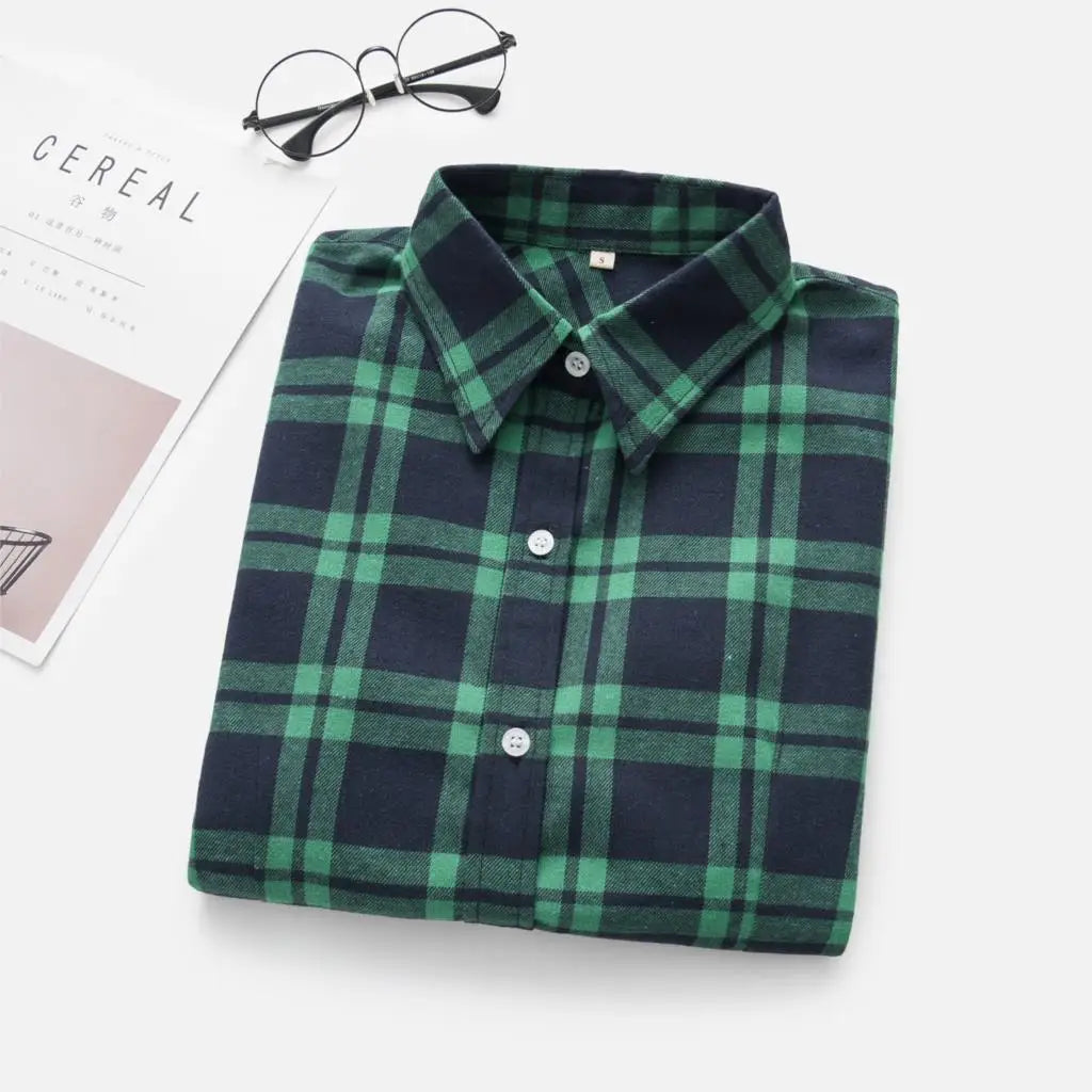 Women Plaid Shirt New Casual Flannel Cotton Lady Long Sleeve Shirt FemSPECIFICATIONSBrand Name: YEOINFabric Type: Polyester CottonHign-concerned Chemical: NonePattern Type: PlaidFit Type: SlimStyle: CasualAge: JUNIORCraft of Weaving: TDMEwomenstorenull