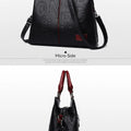 Handbag- Fashion Solid Color Shoulder Large Capacity Soft Leather