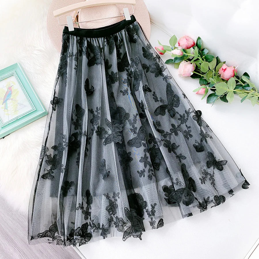 Skirt Women Vintage Butterfly Embroidery Elastic High Waist A-Line MesSPECIFICATIONSBrand Name: GLINDADAMaterial: POLYESTERMaterial: MeshMaterial: VoileStyle: Chinese StyleElasticity: Slight StrechOrigin: Mainland ChinaCN: GuangdongSeaDMEwomenstorenull