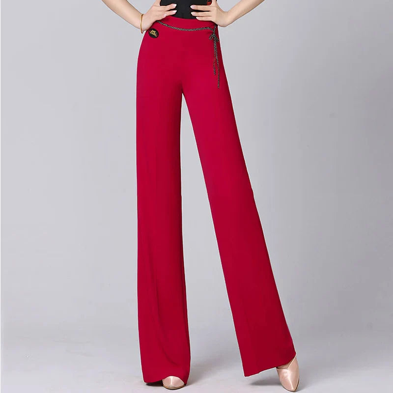 Pants Women New Pure Color Ballroom Wide Leg Trousers Fashion Summer LSPECIFICATIONSBrand Name: NoEnName_NullOrigin: Mainland ChinaCN: ZhejiangMaterial: SPANDEXGender: WOMENDance Type: LatinModel Number: TXH-DBL307Main Material: Matte DMEwomenstorenull