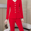 Fashion White Red Black Blazer Jacket And Pant Suit Trousers Women 