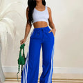 Pants- Sporty Striped Side Flare Jogger For Women Casual Contrast