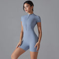 Rompers One-Piece Suit Zipper Short Sleeve Push Up Workout Clothes BodSPECIFICATIONSBrand Name: RooftrellenAge: MIDDLE AGEMaterial: SPANDEXMaterial: NylonElasticity: High StrecthFabric Type: NylonStyle: Office LadyHign-concerned ChemicDMEwomenstorenull