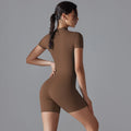 Rompers One-Piece Suit Zipper Short Sleeve Push Up Workout Clothes BodSPECIFICATIONSBrand Name: RooftrellenAge: MIDDLE AGEMaterial: SPANDEXMaterial: NylonElasticity: High StrecthFabric Type: NylonStyle: Office LadyHign-concerned ChemicDMEwomenstorenull