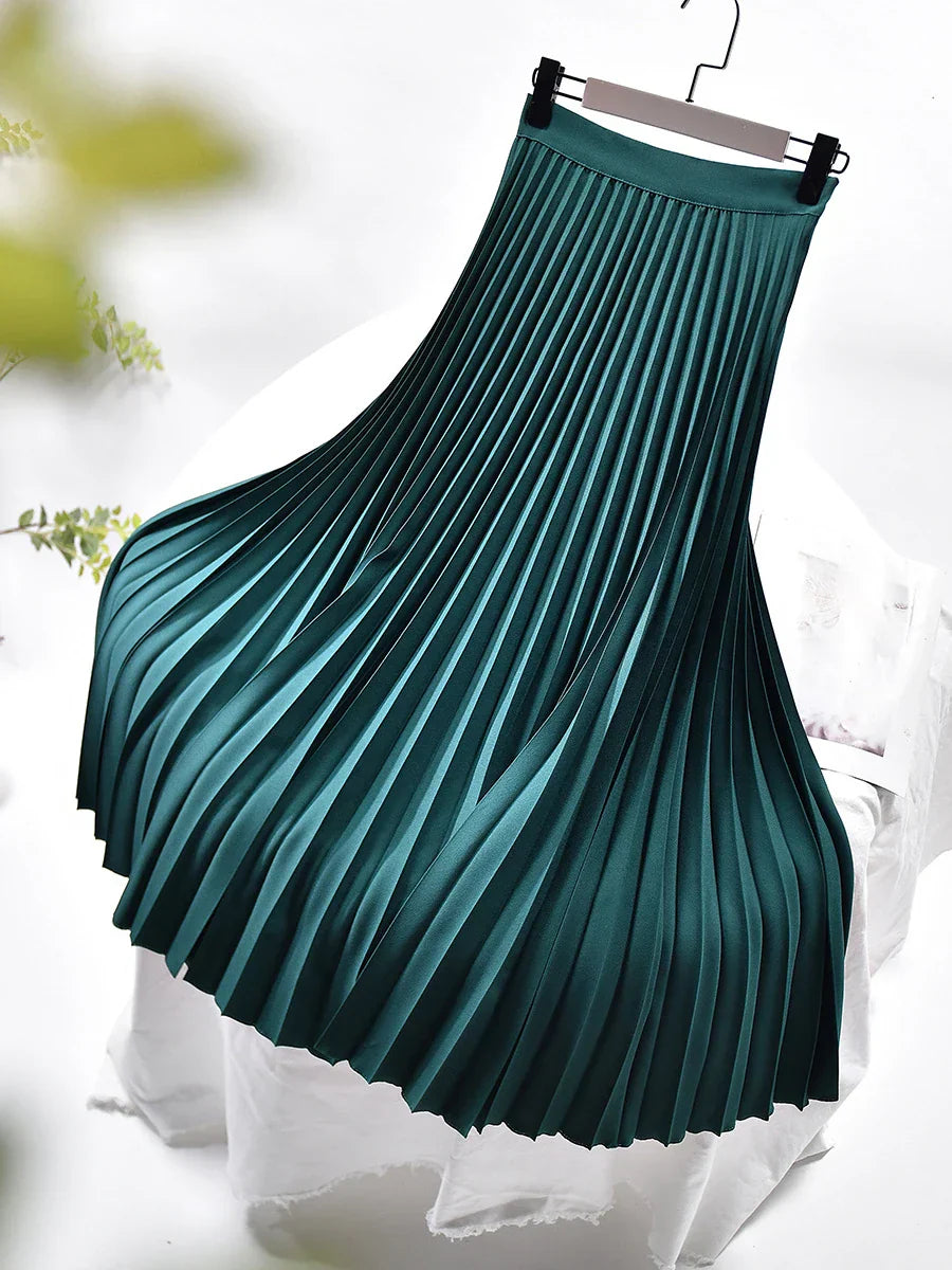 Elegant Chic Solid Pleated Skirt High Waist Luxury Fashion With ElastiSPECIFICATIONSBrand Name: soliatenMaterial: POLYESTERStyle: basicsElasticity: Non StrechOrigin: Mainland ChinaCN: ZhejiangSeason: Autumn/WinterFabric Type: BroadclotDMEwomenstorenull