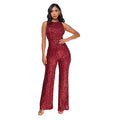 Sleeveless Sequined Jumpsuit Round Neck Slim Fit High Waist Sexy Sprin