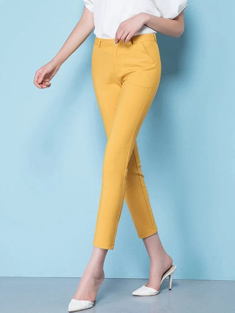 Slim Skinny High Waist Elastic Pencil Pants Women Ankle-length TrouserSPECIFICATIONSsring summer OL pantalones de mujer: retro korean casual office slim pantsvintage work wear high waist pantalones: oversized 4XL candy color trousers wDMEwomenstorenull