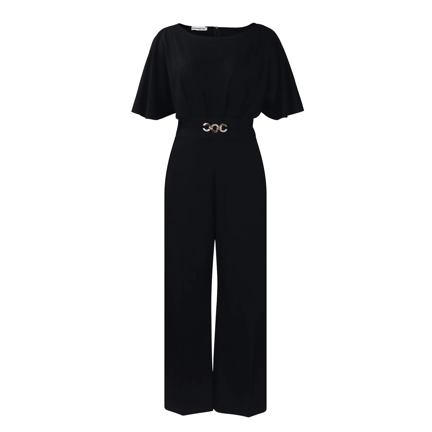 Jumpsuits Women Elegant Luxury O Neck Short Sleeve Belt Waisted StraigSPECIFICATIONSBrand Name: NoEnName_NullStyle: Office LadyAge: MIDDLE AGEOrigin: Mainland ChinaCN: GuangdongSeason: All seasonMaterial: POLYESTERDecoration: sashesFabDMEwomenstorenull