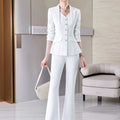 Fashion White Red Black Blazer Jacket And Pant Suit Trousers Women 