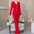 Fashion White Red Black Blazer Jacket And Pant Suit Trousers Women 