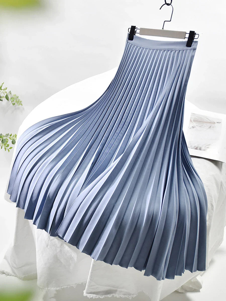 Elegant Chic Solid Pleated Skirt High Waist Luxury Fashion With ElastiSPECIFICATIONSBrand Name: soliatenMaterial: POLYESTERStyle: basicsElasticity: Non StrechOrigin: Mainland ChinaCN: ZhejiangSeason: Autumn/WinterFabric Type: BroadclotDMEwomenstorenull