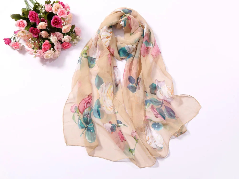 Scarf Women Foulard Shawl Bandana Elegant Beach Sun ProtectionSPECIFICATIONSDepartment Name: ADULTSize: 50*160cm(1cm=0.39in)pattern: RoseApply to season: Spring,Autumn,summerStyle: ElegantColor: Red,Black,Navy blueBrand Name: NDMEwomenstorenull