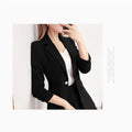 2 piece thin elegant unlined blazer and A-line skirt chic suit for women.