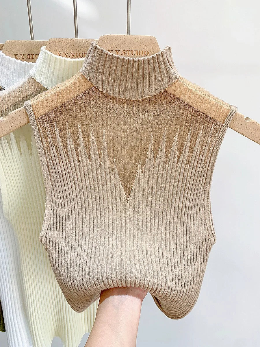 Women Slim Knitted Vests Summer Female Turtleneck Sleeveless Solid StrSPECIFICATIONSBrand Name: moocloundStyle: CasualAge: MIDDLE AGEOrigin: Mainland ChinaCN: JiangsuSeason: Autumn/WinterThickness: StandardDecoration: hollow outMateriaDMEwomenstorenull