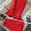 Elegant Red Black Beige Women's Pantsuit Set