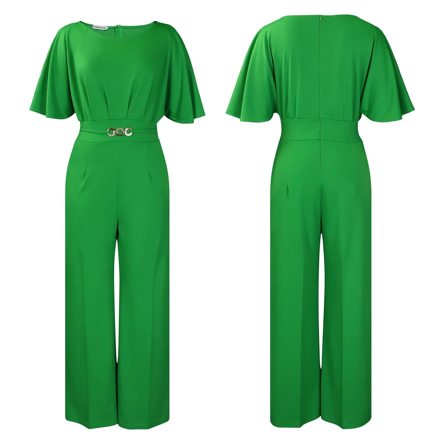 Jumpsuits Women Elegant Luxury O Neck Short Sleeve Belt Waisted StraigSPECIFICATIONSBrand Name: NoEnName_NullStyle: Office LadyAge: MIDDLE AGEOrigin: Mainland ChinaCN: GuangdongSeason: All seasonMaterial: POLYESTERDecoration: sashesFabDMEwomenstorenull