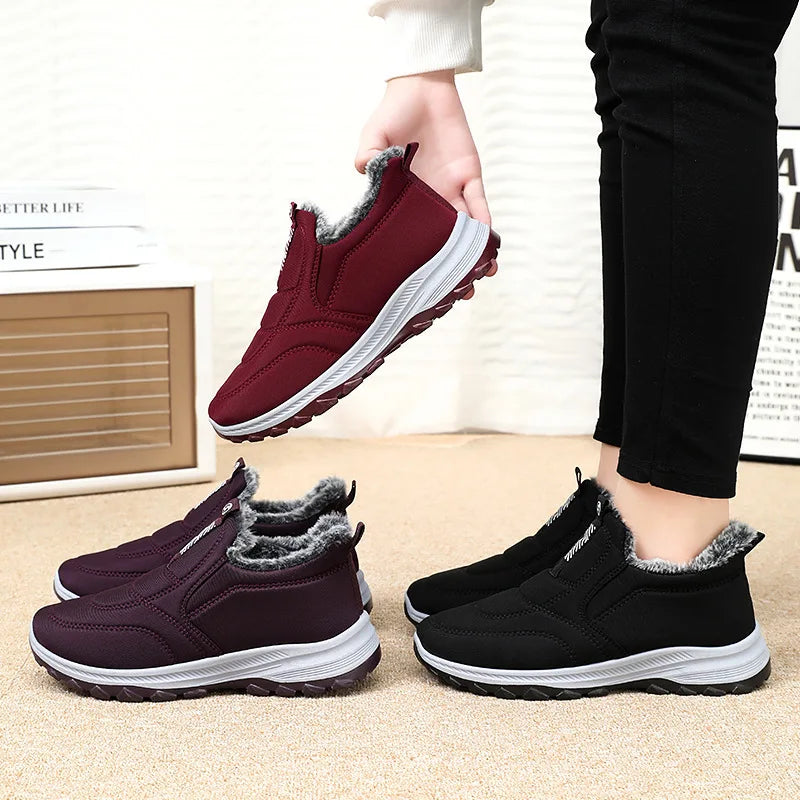 Sneakers- Women Shoes Winter Warmth and Plush Thickening for Outdoor