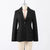 Elegant women's black blazer with slim lapel and single button.