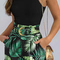 2 Piece Sets Women Outfit Women Two-piece Set, Sleeveless Floral Vest 