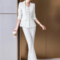 Fashion White Red Black Blazer Jacket And Pant Suit Trousers Women 