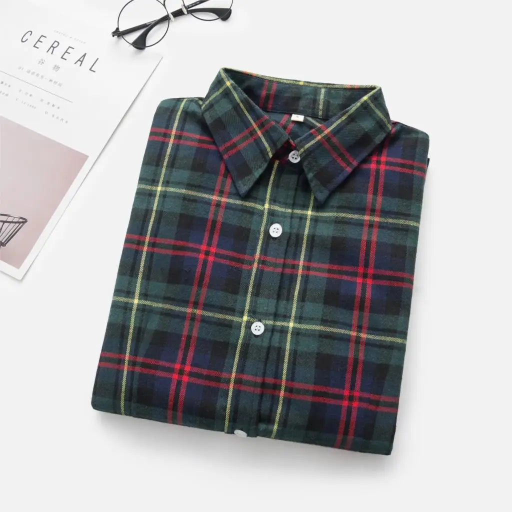 Women Plaid Shirt New Casual Flannel Cotton Lady Long Sleeve Shirt FemSPECIFICATIONSBrand Name: YEOINFabric Type: Polyester CottonHign-concerned Chemical: NonePattern Type: PlaidFit Type: SlimStyle: CasualAge: JUNIORCraft of Weaving: TDMEwomenstorenull