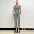 Sleeveless Sequined Jumpsuit Round Neck Slim Fit High Waist Sexy Sprin