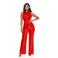 Sleeveless Sequined Jumpsuit Round Neck Slim Fit High Waist Sexy Sprin