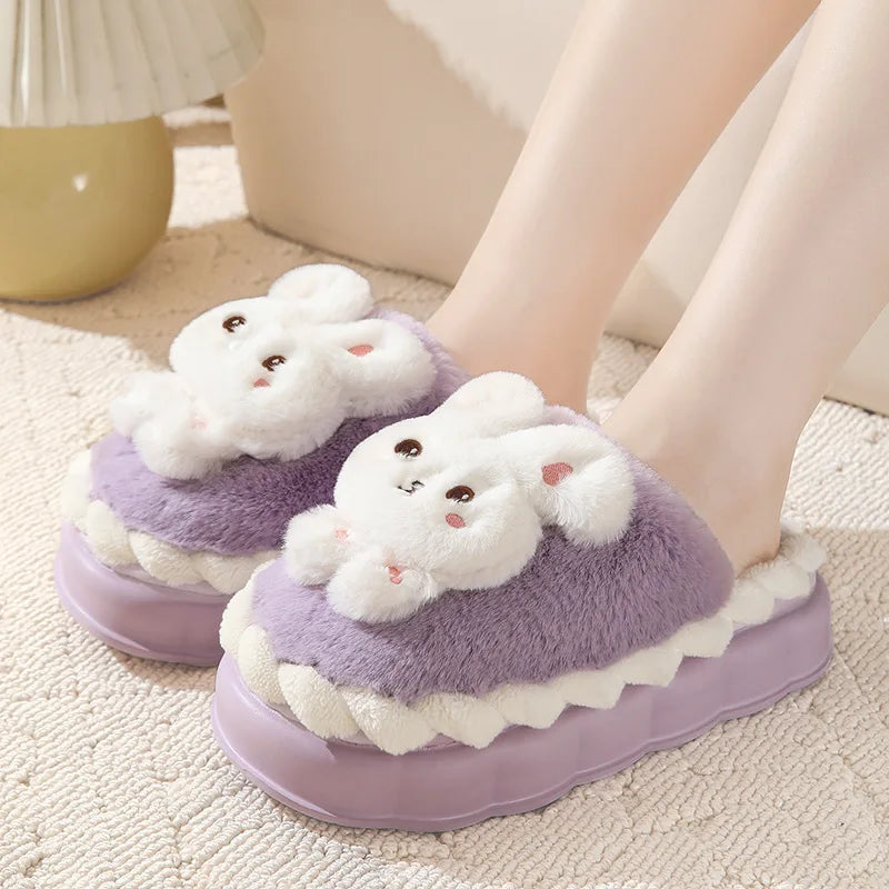 Slippers- Women's Warm Cotton House Slippers Female Indoor Plus Fur